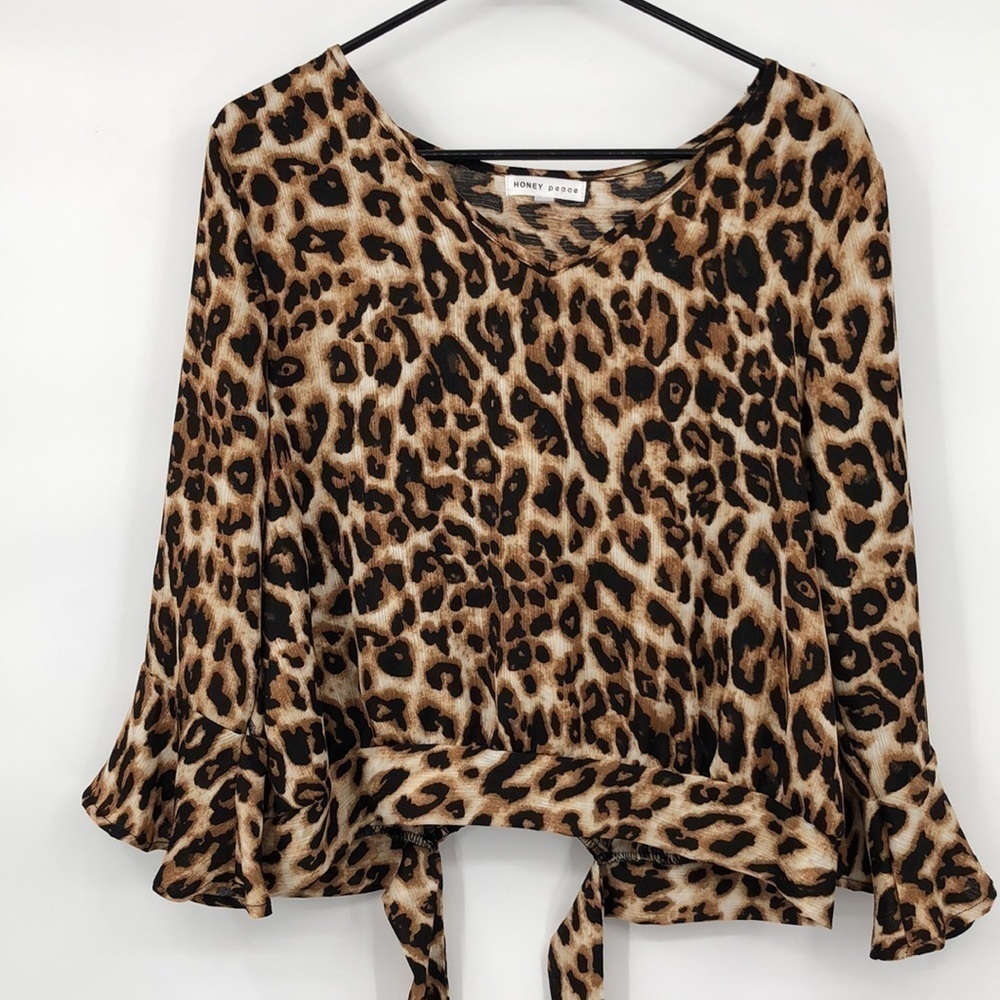 HONEY Peace Top Size L Leopard Print Animal Print